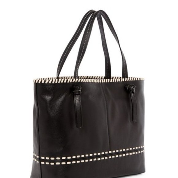 New Cole Haan Brynn Black Sand Shell Leather Tote - Picture 2 of 5